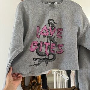 Gray love bites snake and sword Graphic Sweatshirt
